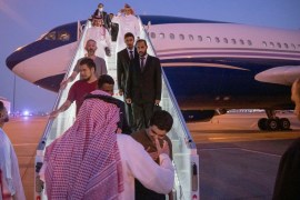 Prisoners of war are seen arriving in Riyadh, Saudi Arabia.