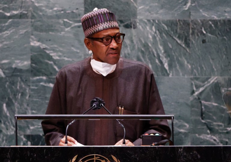 President of Nigeria, Muhammadu Buhari addresses the 76th Session of the UN General Assembly
