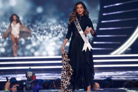 Bahrain's Manar Nadeem Deyani takes part in the National Costume portion of the Miss Universe pageant, in Eilat, Israel in 2021.