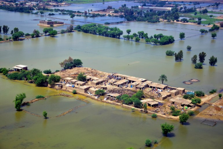 Aerial view of flood water