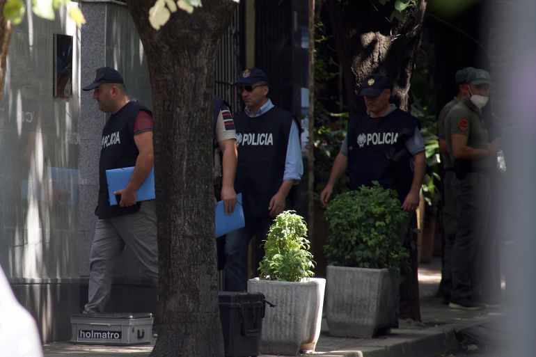 Police enter the Iranian Embassy in Tirana, Albania,