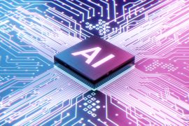 AI microprocessor on motherboard computer circuit, Artificial intelligence integrated inside Central Processors Unit or CPU chip, 3d rendering futuristic digital data technology concept background [Getty]