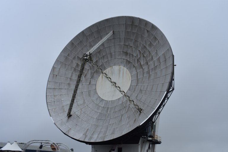 A photo of a large satellite.