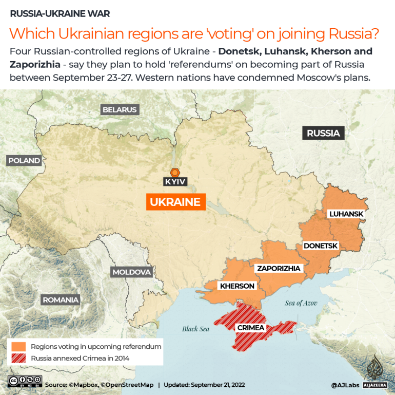 Mapping the Ukraine regions 'voting' on joining Russia | Russia-Ukraine war News | Al Jazeera