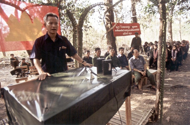 Khieu Samphan in the Malai district of Cambodia in 1980.