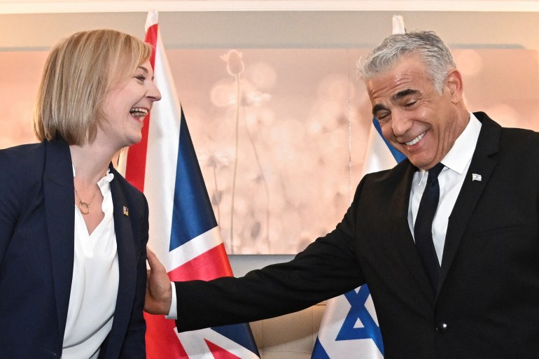 British Prime Minister Liz Truss and Israeli Prime Minister Yair Lapid hold a bilateral meeting