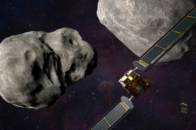Illustration shows DART on collision course with an asteroid