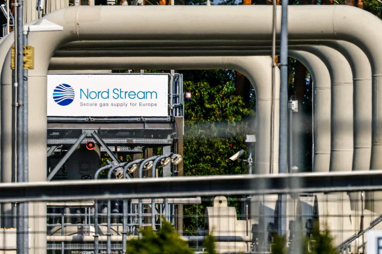 Pipes with the "Nord Steam" sign