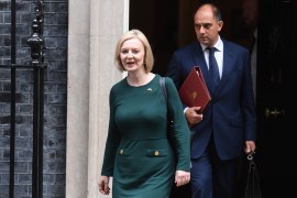 British PM Liz Truss has dropped a controversial plan to abolish the top rate of income tax [File: Neil Hall/ EPA-EFE]