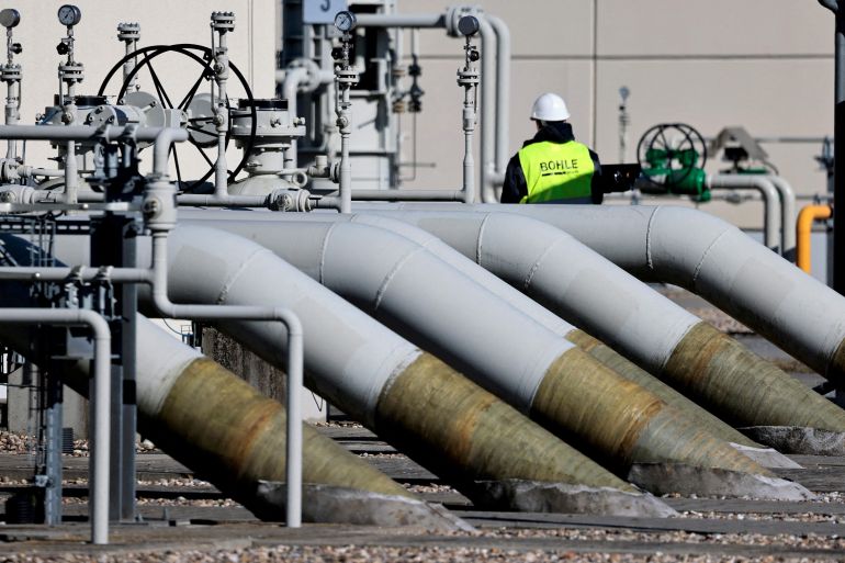 Pipes at the landfall facilities of Nord Stream 1