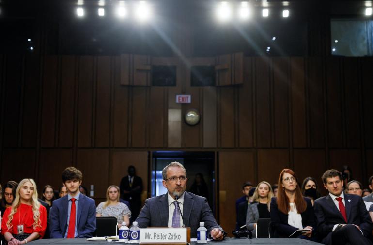Twitter Inc.'s former security chief Peiter "Mudge" Zatko testifies before a Senate Judiciary Committee hearing to discuss allegations from his whistleblower complaint that the social media company misled regulators, on Capitol Hill in Washington, U.S.