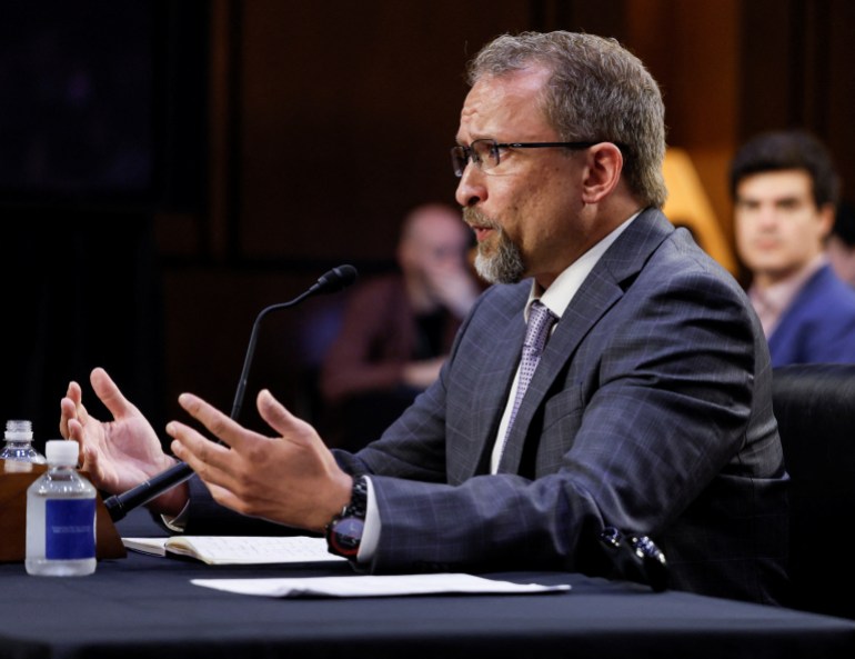 Twitter Inc.'s former security chief Peiter "Mudge" Zatko testifies before a Senate Judiciary Committee hearing to discuss allegations from his whistleblower complaint that the social media company misled regulators, on Capitol Hill in Washington, U.S