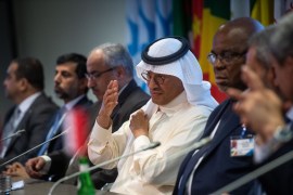 Saudi Arabia&#39;s Minister of Energy Abdulaziz bin Salman spoke at the OPEC+ meeting in Vienna [Vladimir Simicek/AFP]