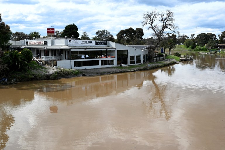 A tavern lies damaged by floods in the Melbourne suburb of Maribyrnong on October 15, 2022