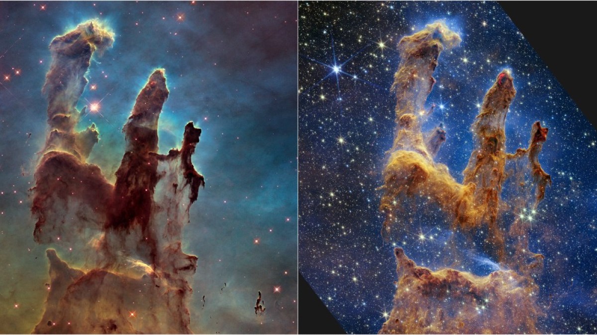 Телескоп Джеймса Уэбба запечатлел культовые «Столпы творения» |  космические новости