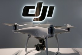 DJI logo with drone underneath