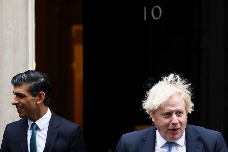 Former British Prime Minister Boris Johnson and ex-Chancellor of the Exchequer Rishi Sunak.