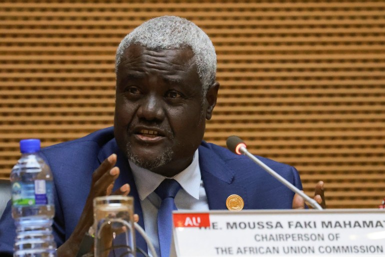African Union Commission Chairperson Moussa Faki Mahamat addresses the closing of the 35th ordinary session of the Assembly of the African Union at the African Union Commission (AUC) headquarters in Addis Ababa, Ethiopia February 6, 2022. REUTER