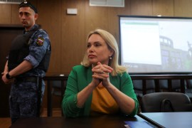 Former Russian state TV employee Marina Ovsyannikova, who staged an anti-war protest on live state television and was later charged with public activity aimed at discrediting the Russian army amid Ukraine-Russia conflict, attends a court hearing in Moscow, Russia, July 28, 2022