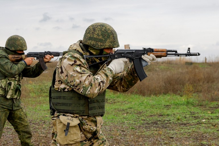 Russian newly-mobilised reservists train at a shooting range in the course of Russia-Ukraine conflict in the Russian-controlled Donetsk region, Ukraine.