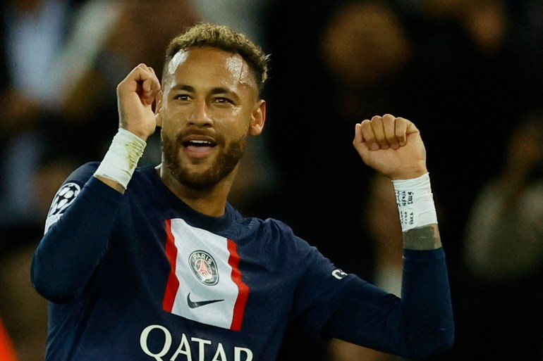 Neymar celebrates scoring a goal