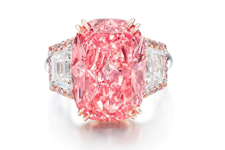 In this undated photo released by Sotheby's, The Williamson Pink Star is seen