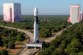 This photograph released by the Indian Space Research Organization (ISRO) shows India's heaviest rocket prepared ahead of the launch from the Satish Dhawan Space Center in Sriharikota, India, Saturday, Oct. 15, 2022. India launched 36 private internet satellites on early Sunday, stepping in to keep the orbital constellation growing after a monthslong interruption related to the war in Ukraine. (Indian Space Research Organization via AP)