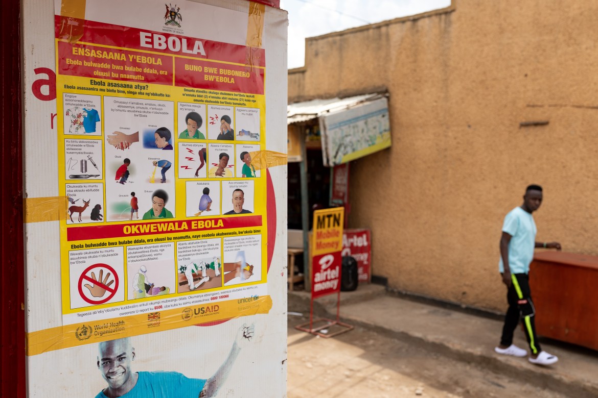 Ebola prevention signage as seen on October 14, 2022 in Mubende, Uganda.