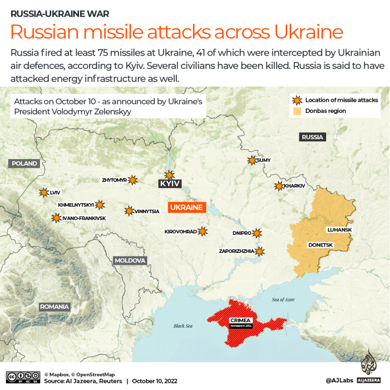 INTERACTIVE - Russian missile attacks across Ukraine - OCT 10