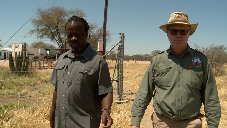 Two men in a field in Namibia