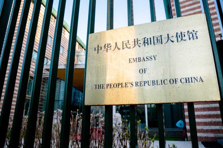 An exterior view of the Embassy of the People's Republic of China in The Hague