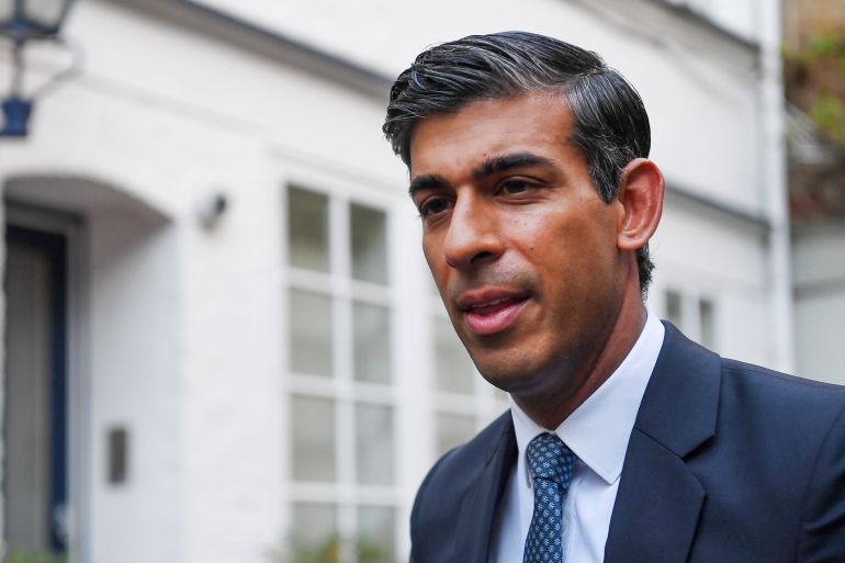 Former British Chancellor of the Exchequer Rishi Sunak leaves his home in London, Britain 24 October 2022. Sunak looks set to succeed outgoing Liz Truss as Britain?s prime minister after former premier Boris Johnson pulled out of the race for the Conservative Party leadership. Penny Mordaunt is Sunak?s only challenger but trails way behind him in the MP vote. EPA-EFE/ANDY RAIN