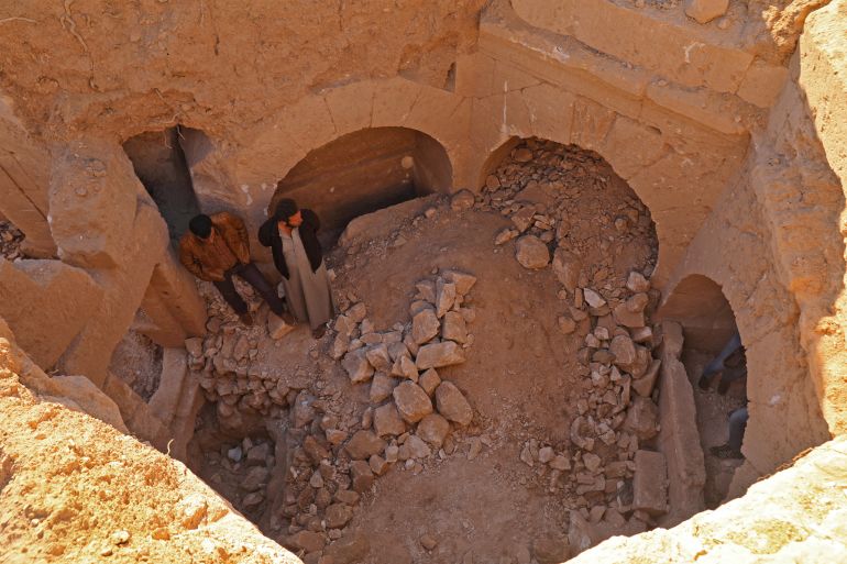 A picture taken on October 31, 2018 shows a recently discovered archeological site in the village of Jarjanaz, in the Maaret al-Numan district of Syria's Idlib province, revealing constructions believed to be tombs dating back to the Roman era.