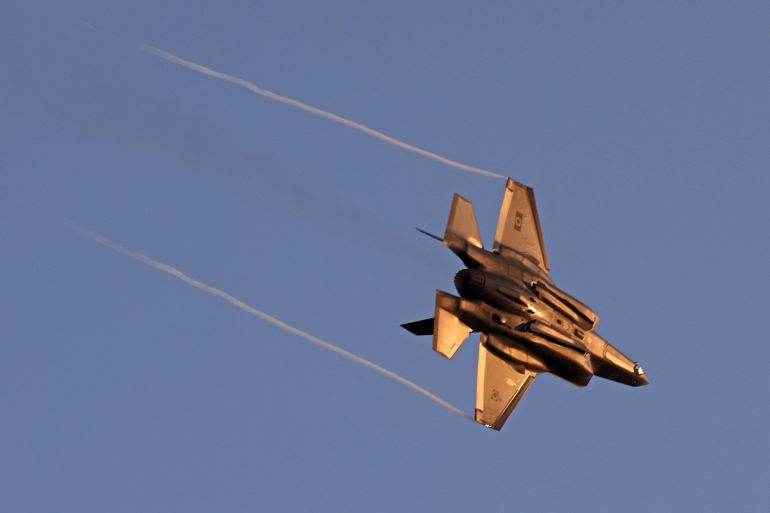 Israel's F-35 Lightning II fighter jet takes part in an aerial display