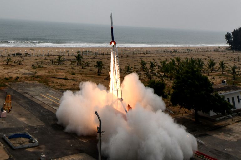 Indian rocket Vikram-S is launched from the Satish Dhawan Space Centre