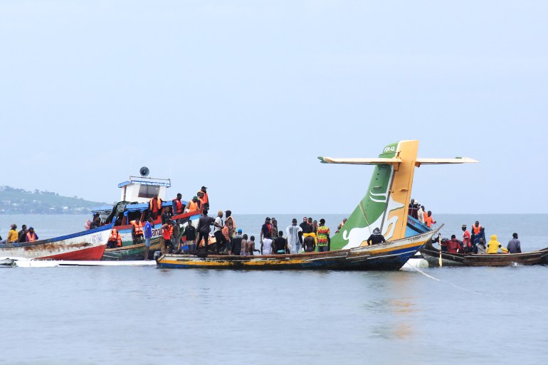 Rescue operations underway after a plane carrying 43 people crashed into Lake Victoria in Tanzania