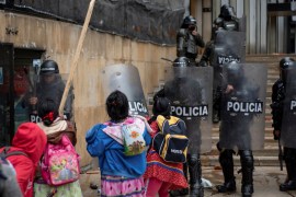 Embera Indigenous people clash with riot police.