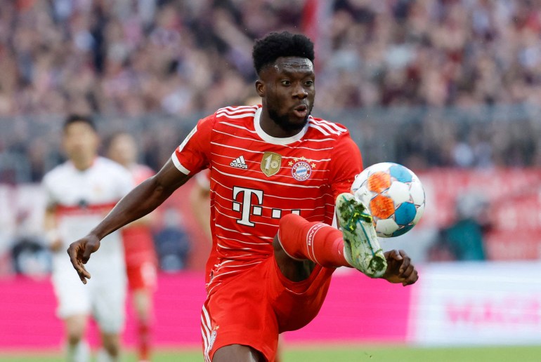 Canada's Alphonso Davies in action with Bayern Munich in Munich, Germany.