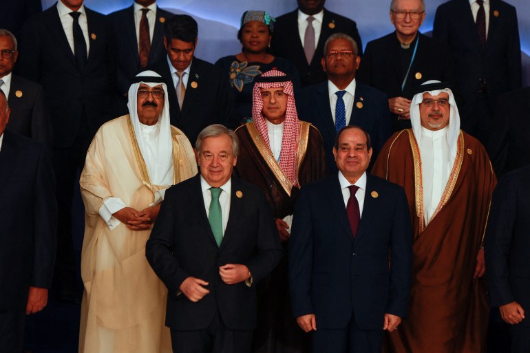 UN Secretary-General Antonio Guterres (first row, left) is pictured with world leaders at the COP27 climate summit in Sharm el-Sheikh, Egypt