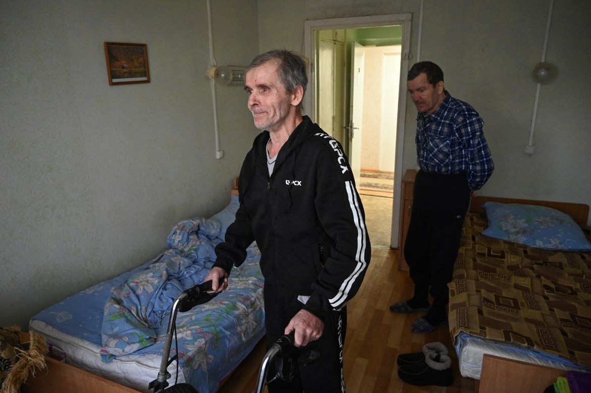 Men, who were evacuated from the Russian-controlled Kherson.