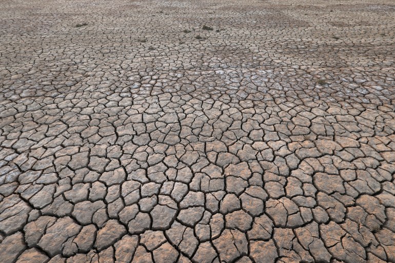 Salt residue is seen on arid farmland in al-Muthanna Province, Iraq,