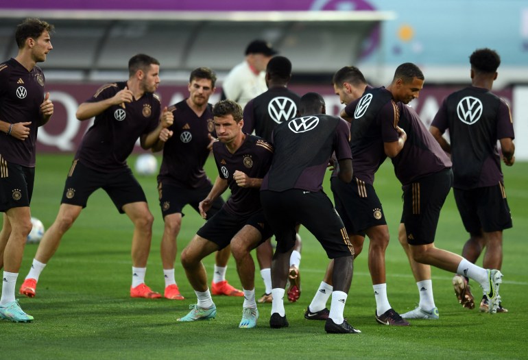 L'Allemagne à l'entraînement au stade Al Shamal au Qatar.