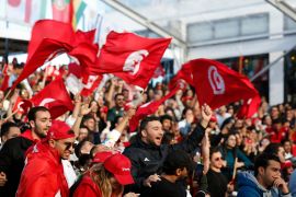 Fans in Tunis watch Denmark v Tunisia