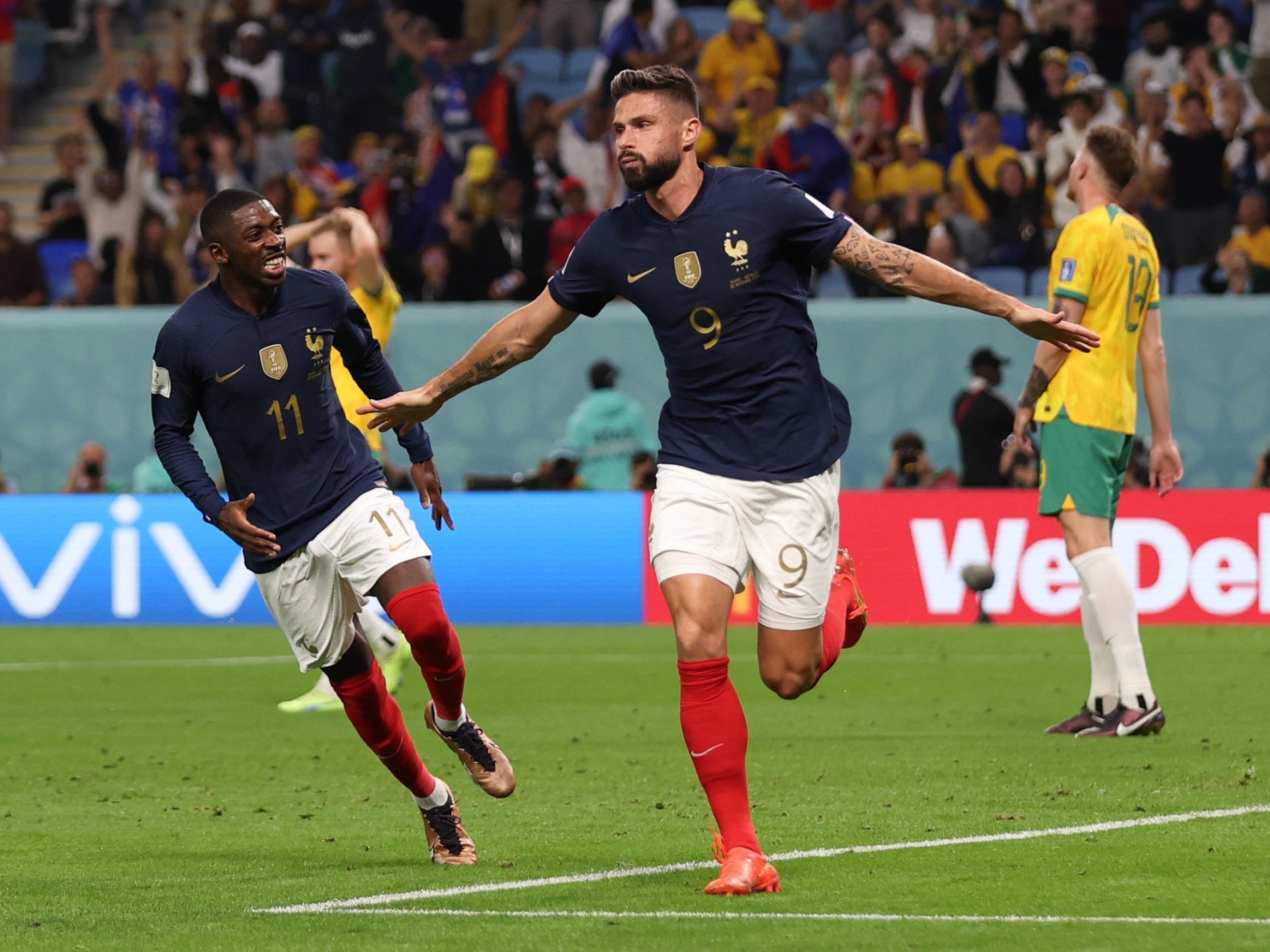 Pictures: Giroud equals file as holders France beat Australia 4-1