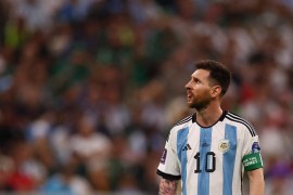 Lionel Messi has scored two of Argentina&#39;s three goals at the World Cup [Kai Pfaffenbach/Reuters]