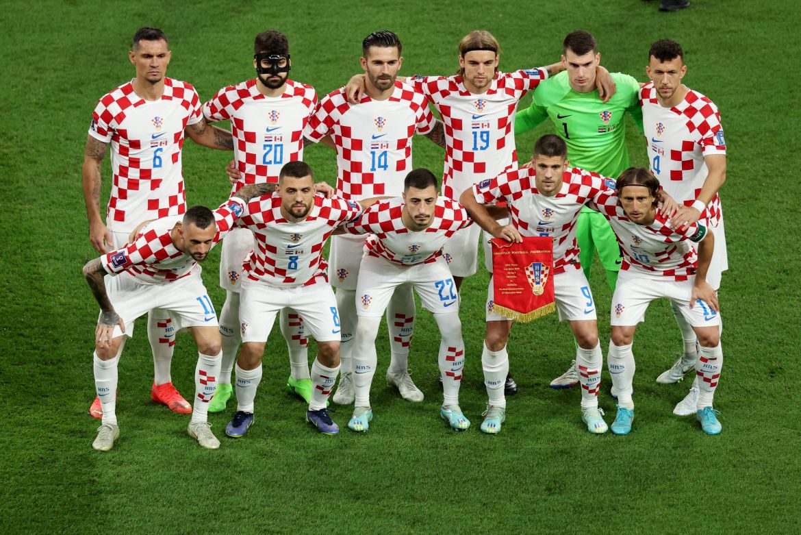 Croatia players pose for a team group photo