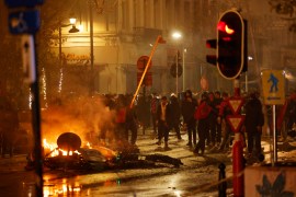 Clashes in Brussels after the World Cup football match between Belgium and Morocco on November 27, 2022 [Yves Herman/Reuters]