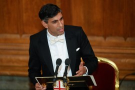 British Prime Minister Rishi Sunak delivers a speech during the annual Lord Mayor&#39;s Banquet at Guildhall, in London, United Kingdom, November 28, 2022 [Toby Melville/Reuters]