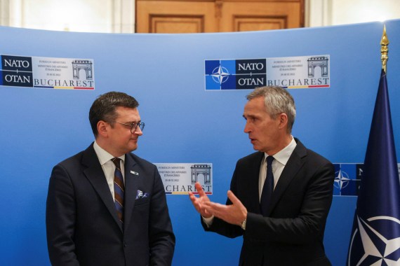 NATO Secretary General Jens Stoltenberg and Ukrainian Foreign Minister Dmytro Kuleba
