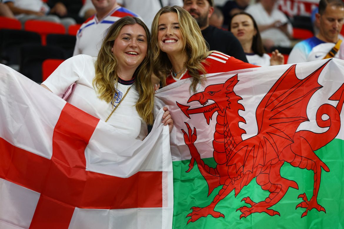 England and Wales fans inside the stadium before the match